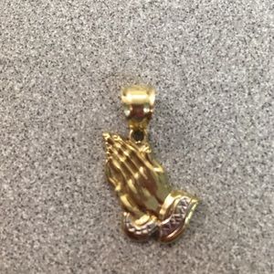 Beautiful solid 10K praying hands pendant. Nice large bale.